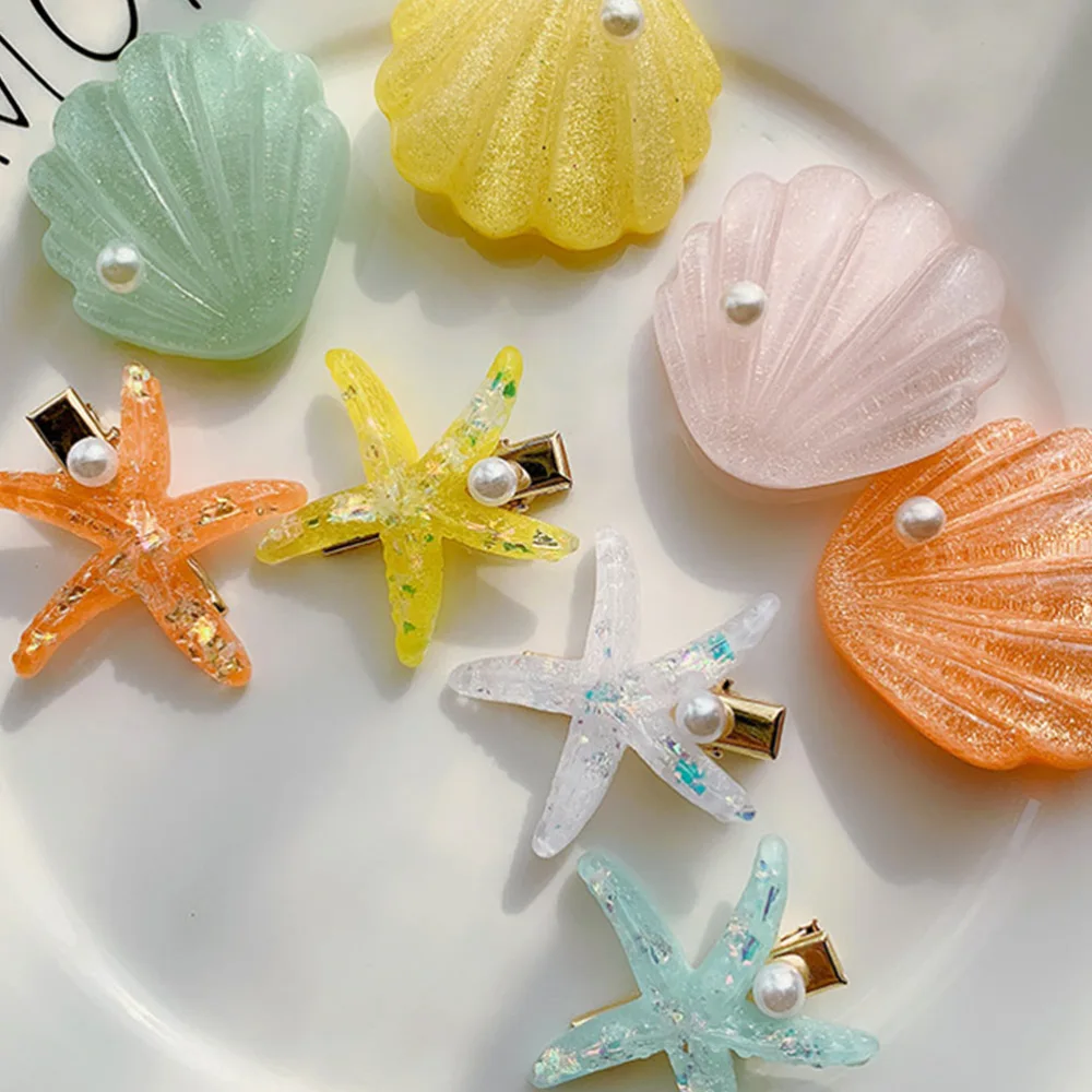 4 Pcs Hairpin Suits Sea Star Hairpins Duck Clips Shell Hairpins for Women Girls