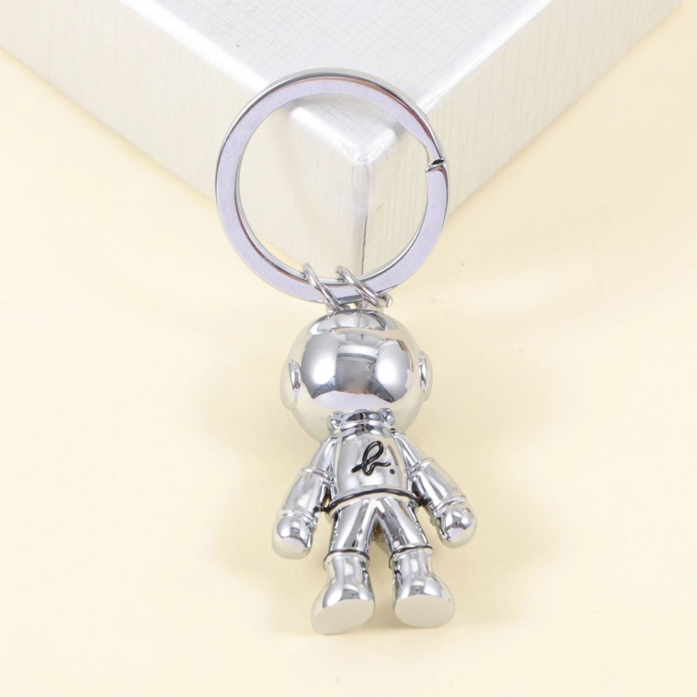 Space Robot Key Chain Creative Space Man Key Chain Alloy Space Robot Key Ring (Silver)