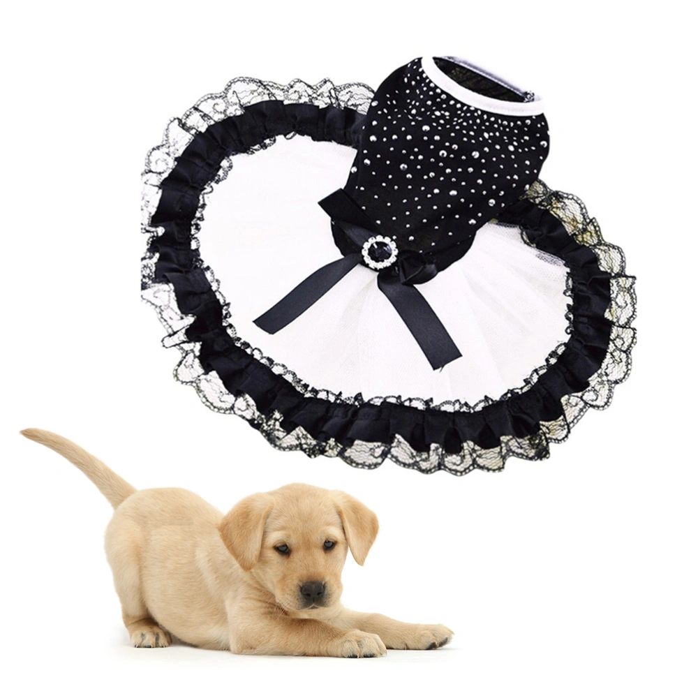 Dog Cat Dress Elegant Black Lacy Dress Tulle Skirt Small Pet Clothes Wedding Dress - Size XL