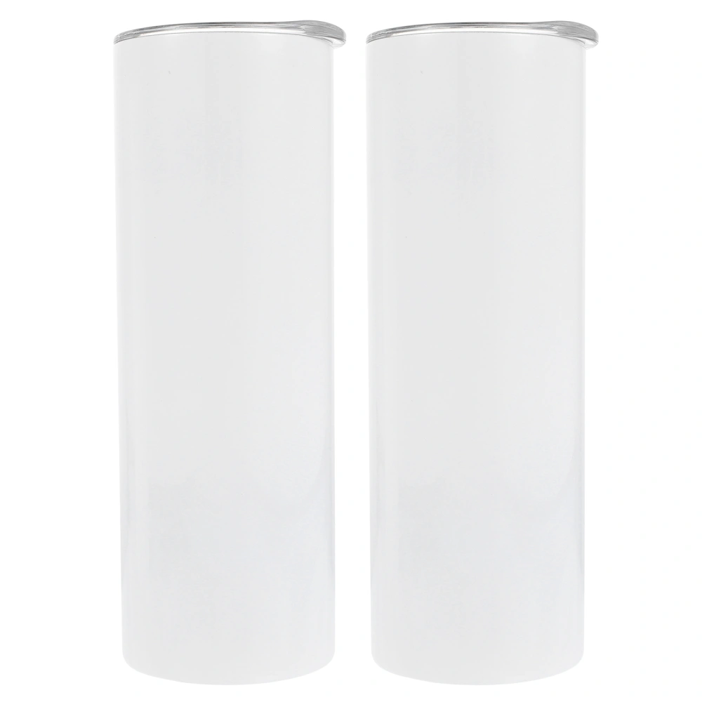 2 Sets Sublimation Tumblers White Straight Water Cups Stainless Steel Blank Cups