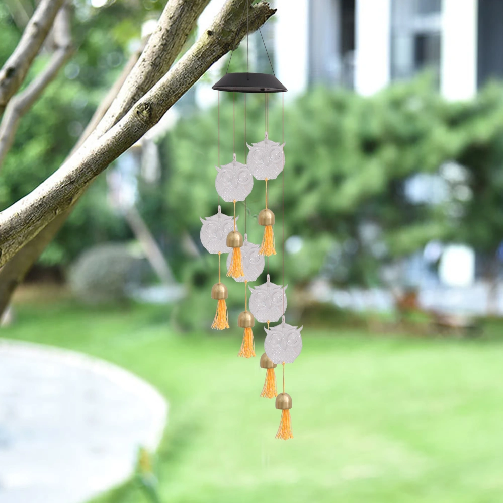 1Pc Wind Bell Lamp Owl-shaped Design Wind Chime Lamp Decoration (White)