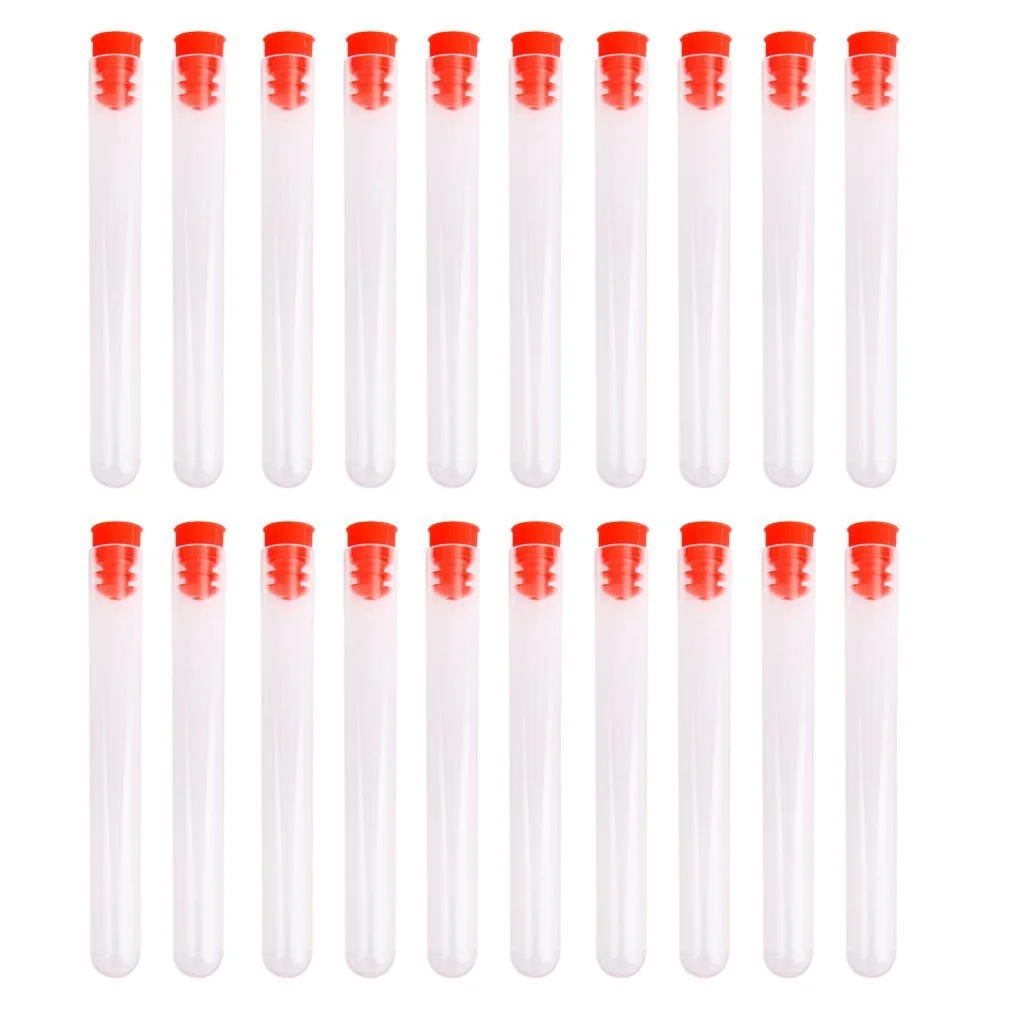 20pcs 60*12mm Non-Graduated Plastic Test Tubes with Screw (Red)