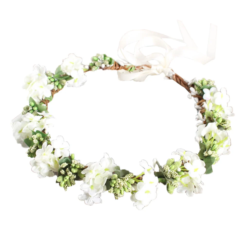 Flower Headband Hair Wreath Floral Garland Crown Headpiece Hair Accessory for Wedding Beach Party Photography