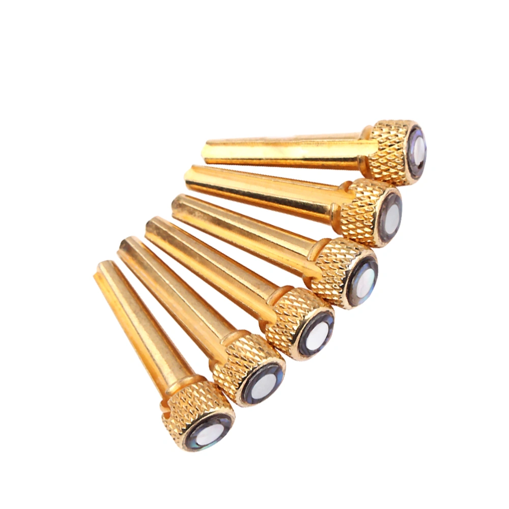 6 pcs Acoustic Guitar Brass Bridge Inlaid Abalone Dot Acoustic Guitar Bridge Replacement Part (GL06)