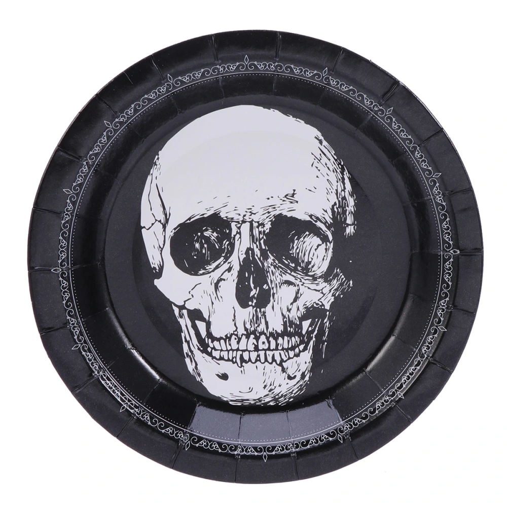 20pcs Halloween Party Disposable Plates Scary Skull Pattern Paper Plate Tableware for Banquet Dinner Number 6