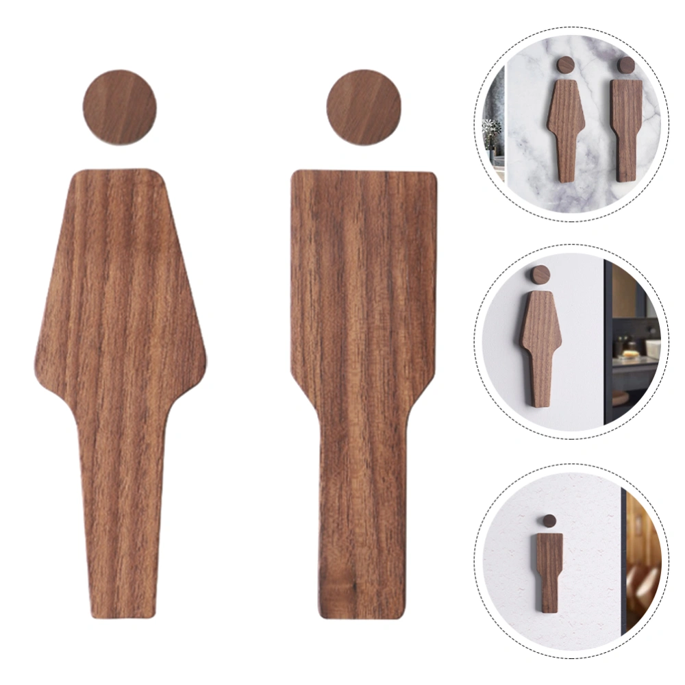 2pcs Wooden Toilet Signs Toilet Identification Plates Restroom Guiding Signs