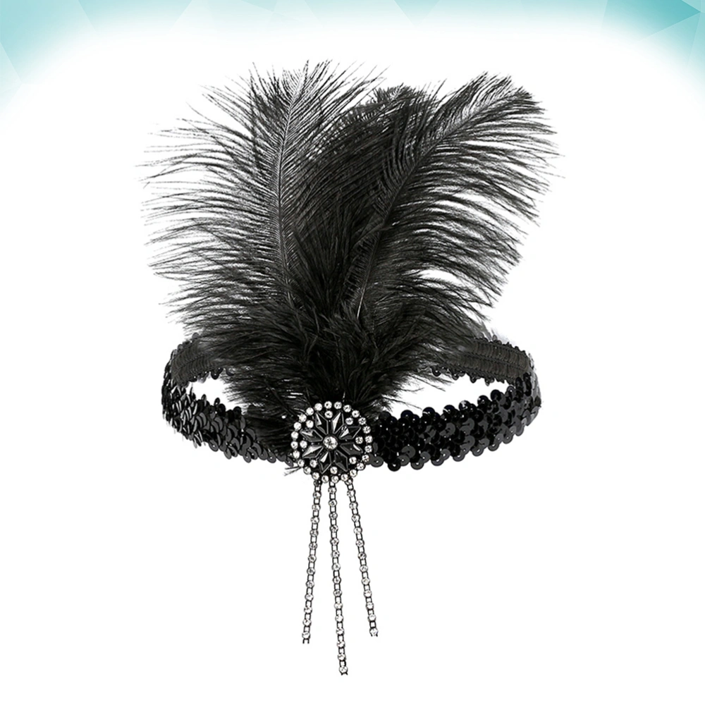 Bohemia Style Tassel Chain Women Headbands Fashion  Performance Hairband Photo Props Bridal Hair Accessories (Black)