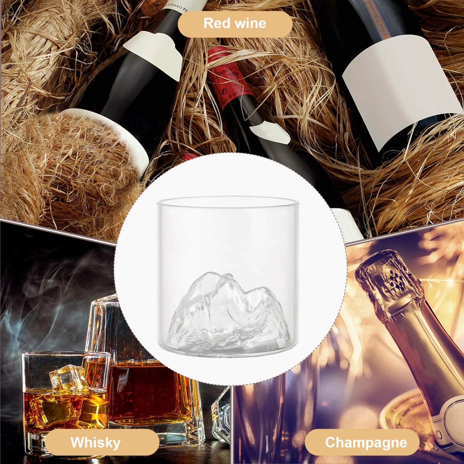 2pcs Japanese Style Whisky Cup Shallow Mountain Wine Cup Whiskey Glass Drinkware