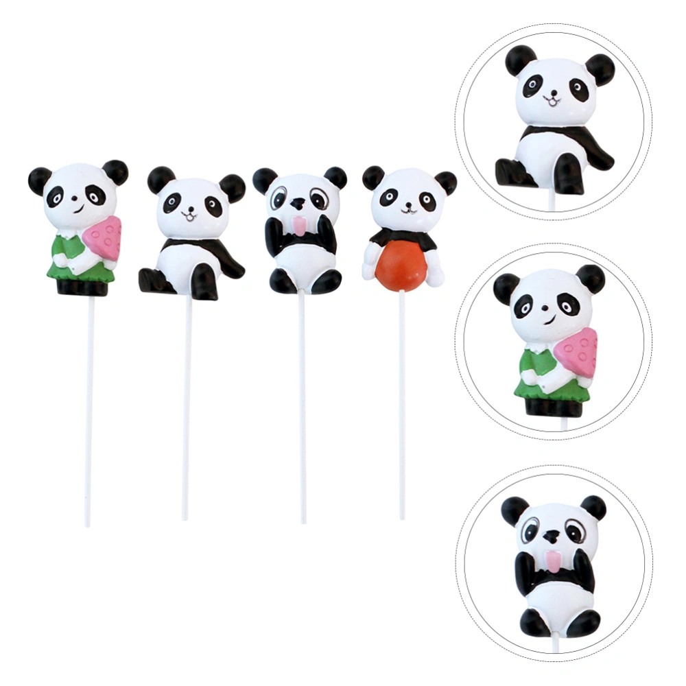 4Pcs Resin Panda Cake Toppers Lovely Cake Toppers Pretty Cake Decorations