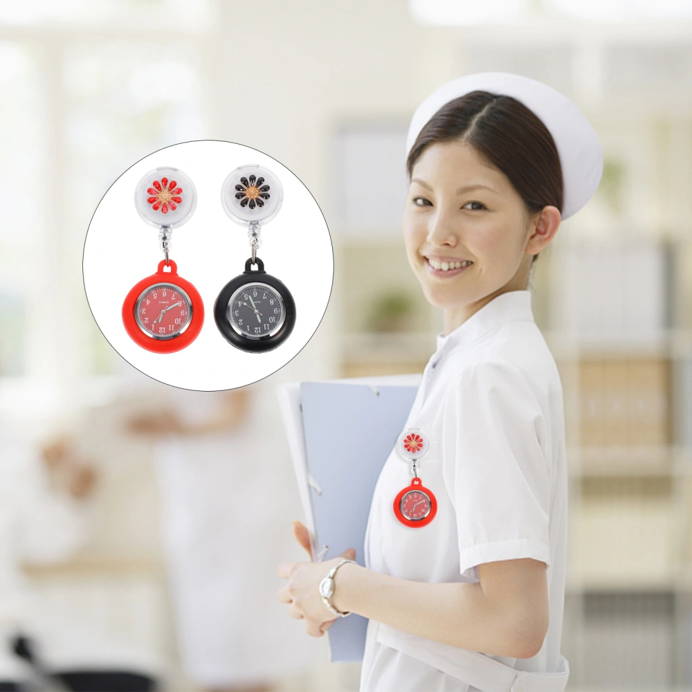 2pcs Clip On Fob Pocket Watches Retractable Nurse Watches for Doctors Nurses