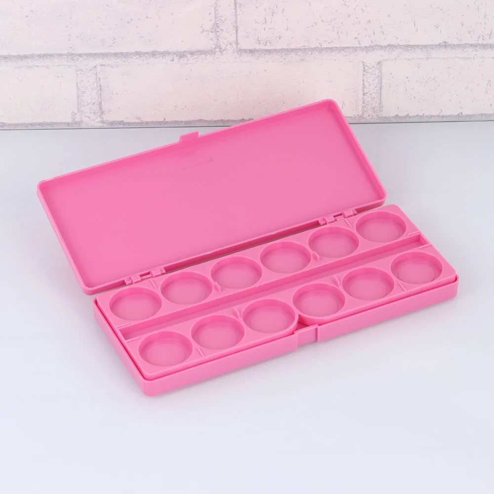 Manicure Painting Box Watercolor Painting Tray Gouache Pigment Mixing Tray Plastic Storage Box Pink