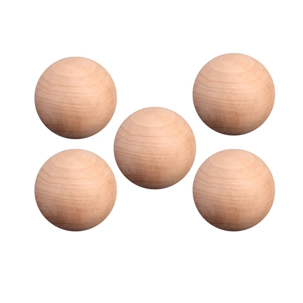 5pcs 4cm Diameter Wooden Balls DIY Round Balls Unpainted Ball Craft Supplies