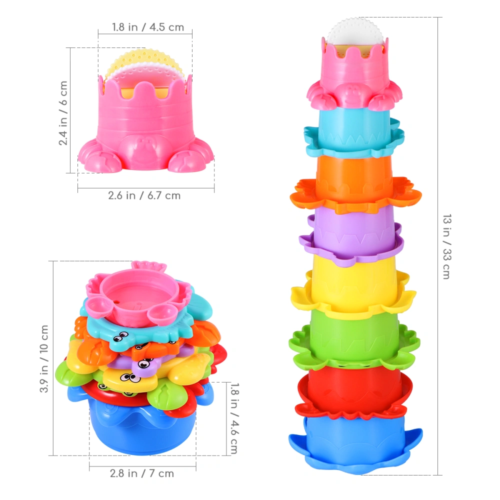 TOYMYTOY 8PCS Colorful Stacking Cups Toy Early Educational Toy for Bathtub Game Beach and Pool Party (Random Color)