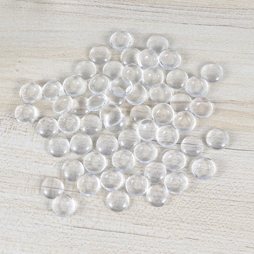 50pcs 20MM Time Gemstone Round Glass Patch Glass Transparent Time Gemstone Patch Supplies for Jewelry Craft Making (White)