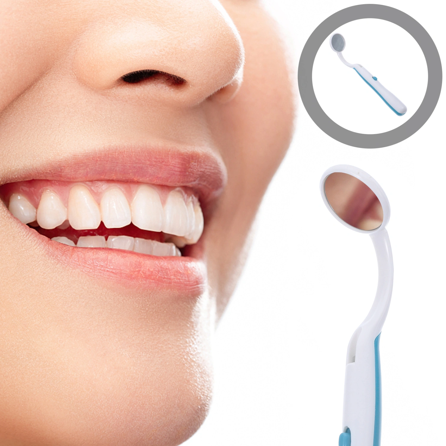 Oral Dental Mirror LED Luminous Antifogging Mouth Mirror Mouth Tooth Inspection Mirror (Blue)