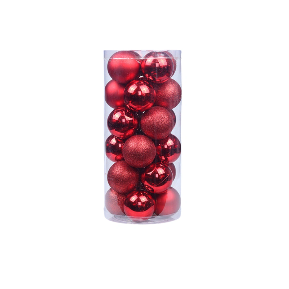 24PCS Christmas Decorations Plastic Plating Ball Pendant Christmas Tree Ornament Christmas Hanging Balls (Red 4CM)