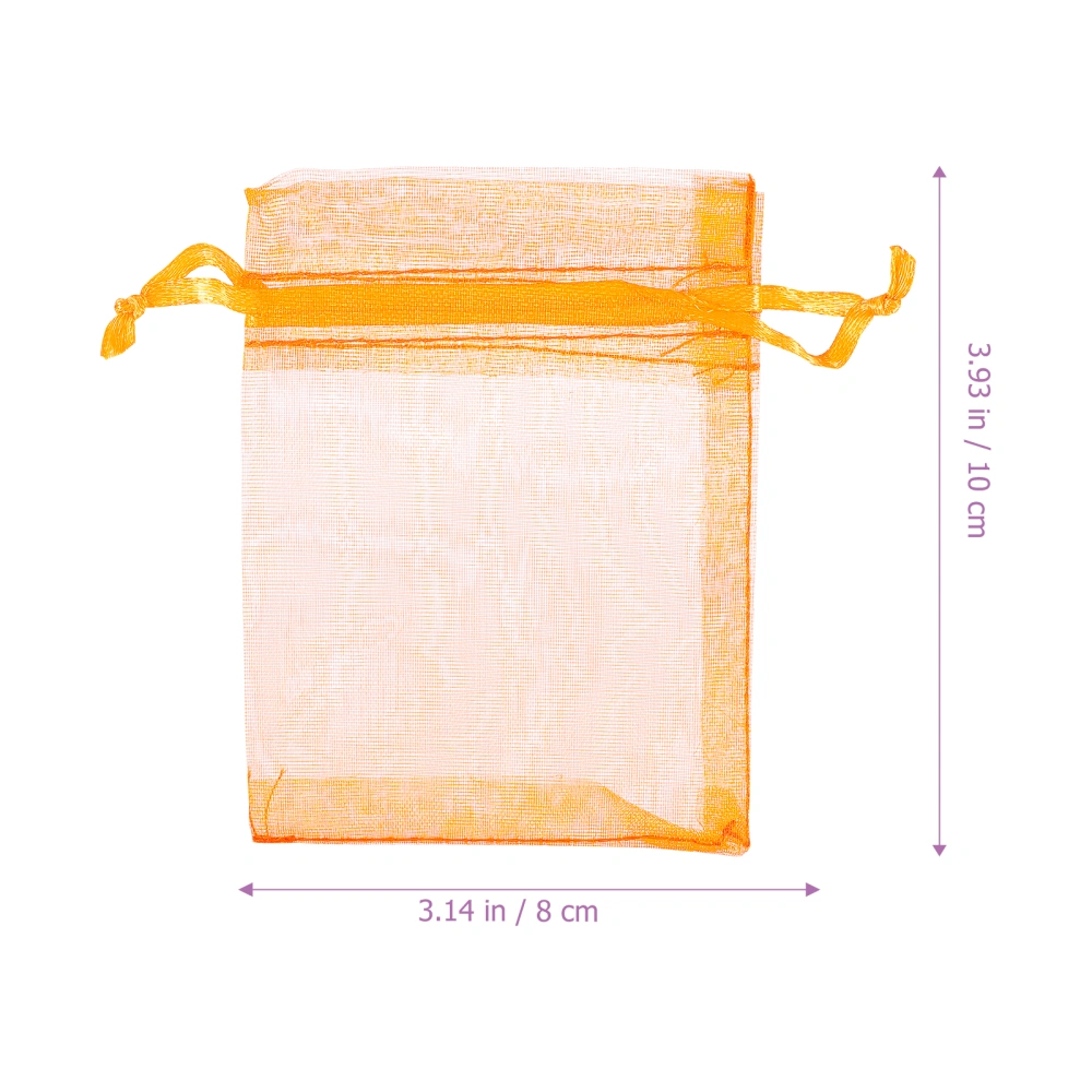 100Pcs Exquisite Drawstring Gift Bags Biscuit Pouches Candy Bags (Orange)