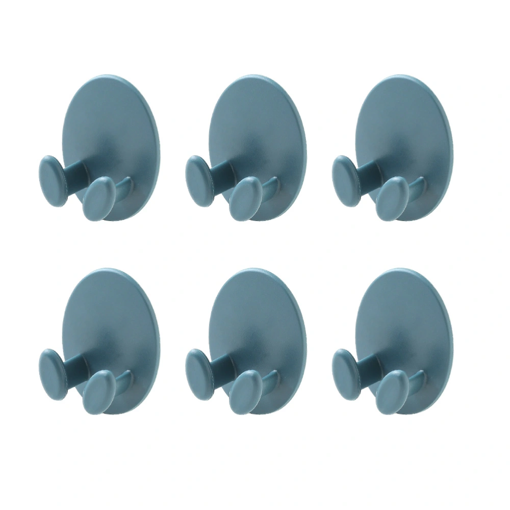 6pcs Punch Free Hook Oval Socket Hook Multifunctional Adhesive Plug Holder Cord Organizer Storage Rack Key Hanger (Blue)