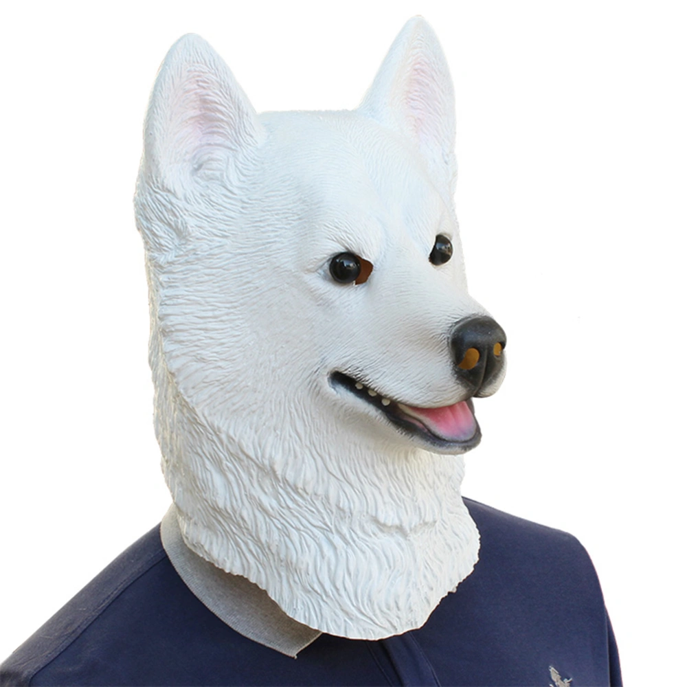 Halloween Latex Dog Mask Carnival Moments Mask Prank Funny Costume Cosplay Props (White)