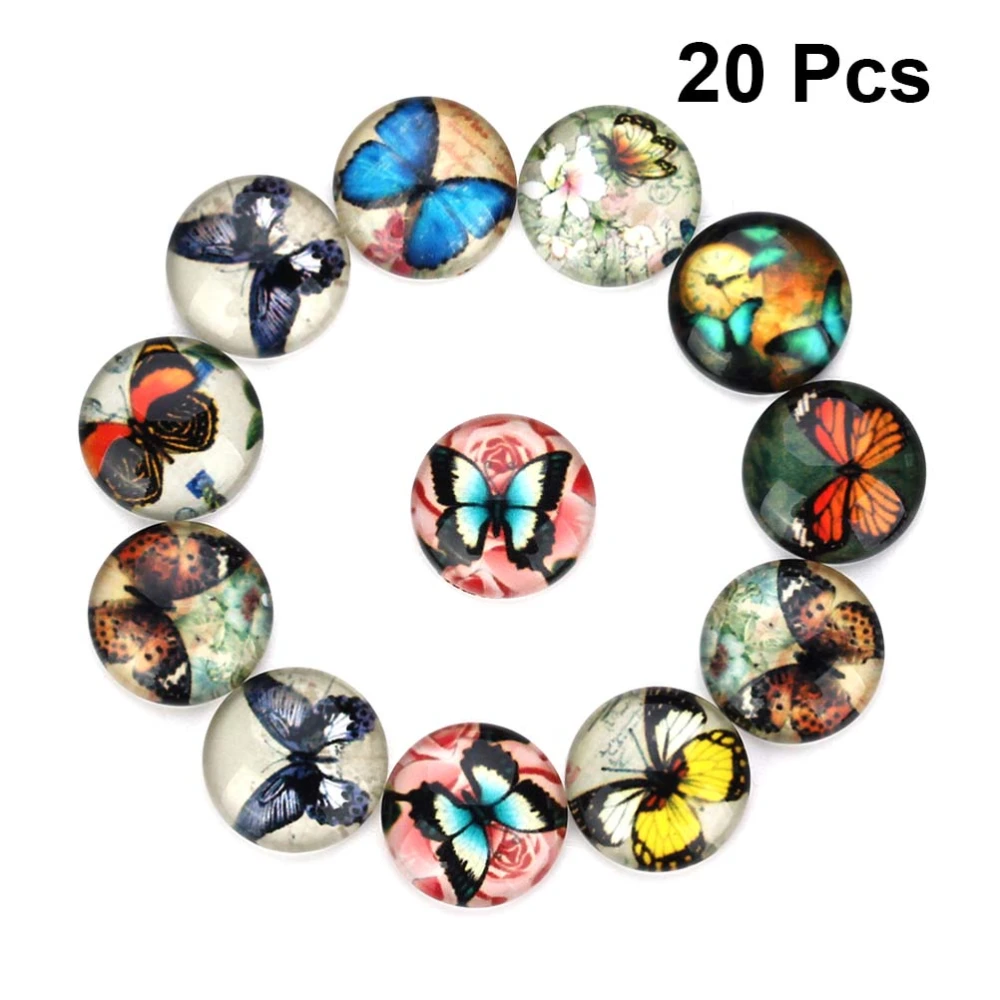 20PCS DIY Jewelry Accessories Creative DIY Glass Patch DIY Pattern Glass Interface Patch Creative DIY Printed Time Glass Patch Circular Jewelry Making Material Accessories for DIY Jewelry Making Mixed Color Size 18MM