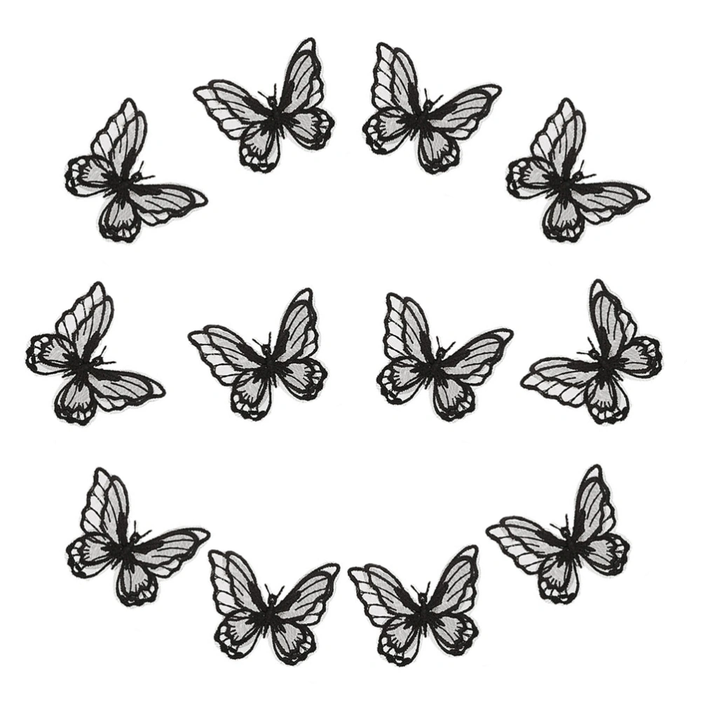 12pcs Double Layer Butterflies Three-dimensional Embroidery Cloth Patches