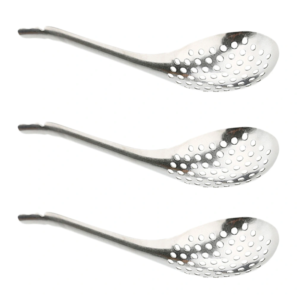 1 Set 3 Pcs Stainless Steel Caviar Spoons Strainers Spherification Spoons (Silver)