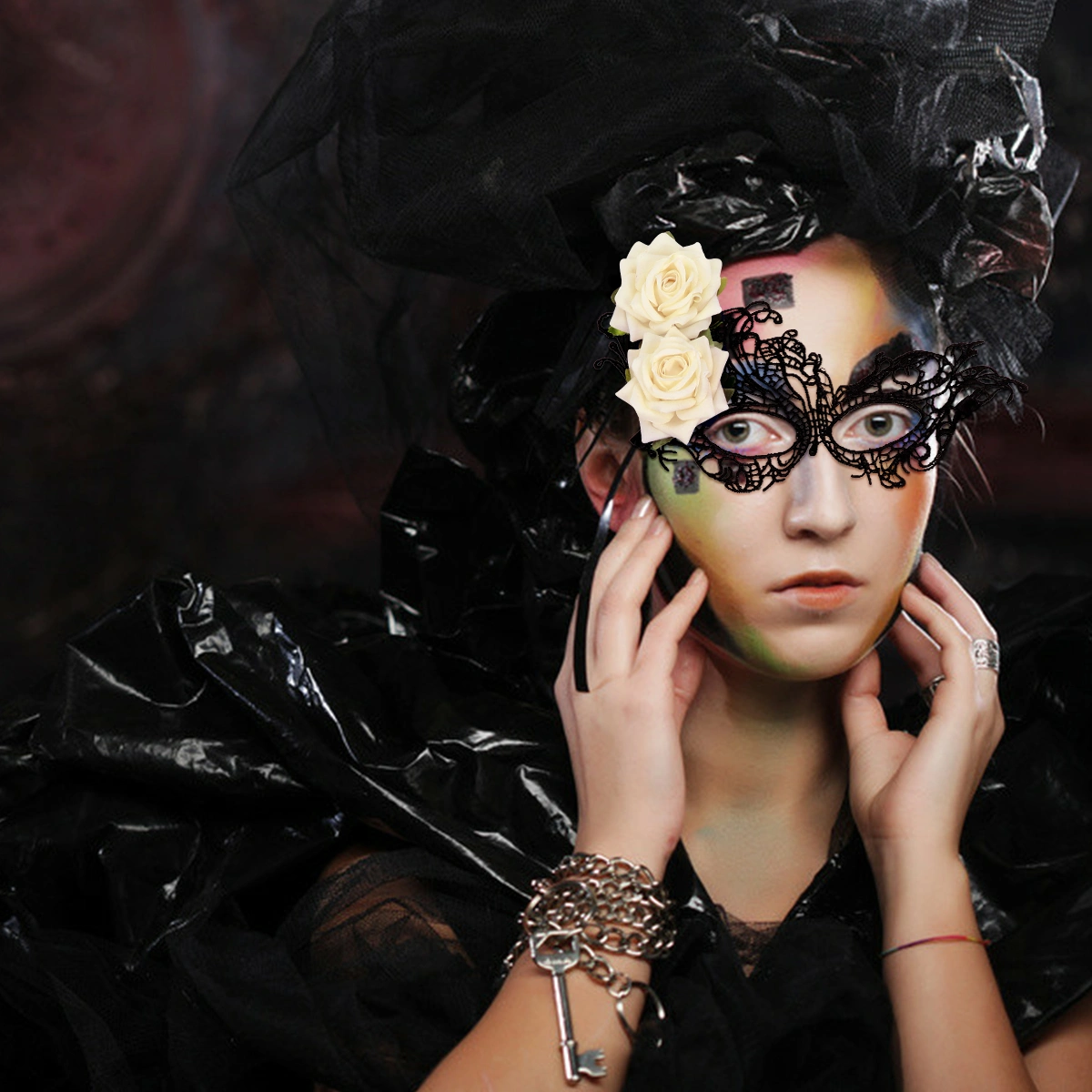 1 Pc Rose Eye Mask Masquerade Half Face Mask Party Decor Mask for Halloween
