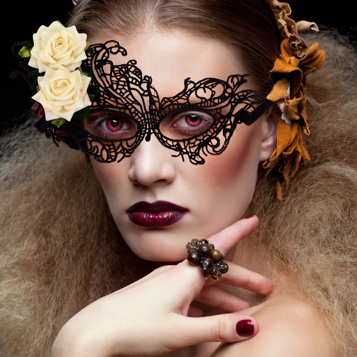 1 Pc Rose Eye Mask Masquerade Half Face Mask Party Decor Mask for Halloween