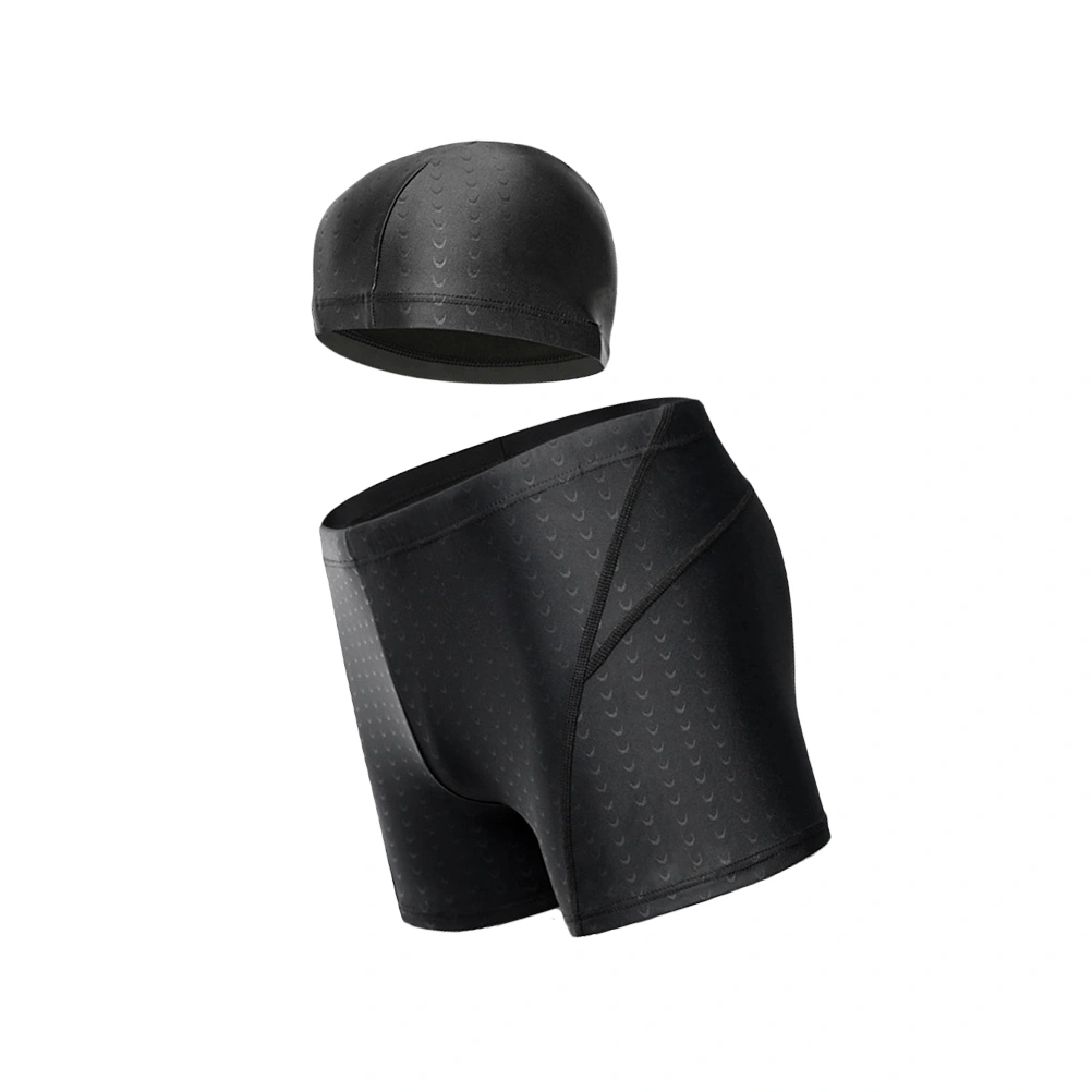 Adults Men Large Size Waterproof Swimming Costume High Elastic Swimming Trunks and Swimming Set (Black, Size 5XL)
