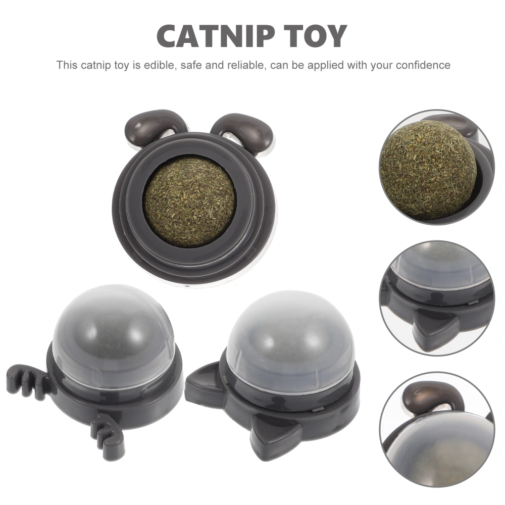 3Pcs Cat Licking Catnip Ball Animal Head Shape Catnip Toy Multi-function Catnip Ball Toy