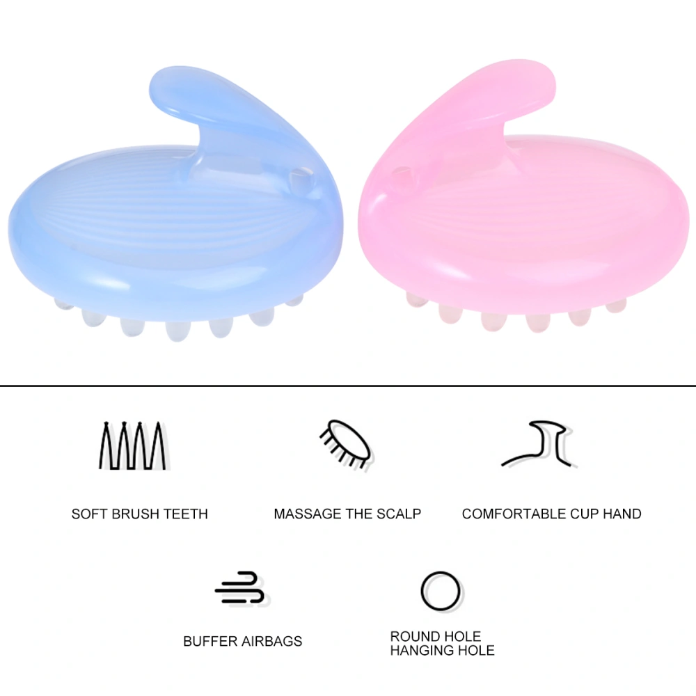 2pcs Creative Comb Hairdressing Comb Massage Health Care Comb Hair Washing Comb (Blue + Pink)