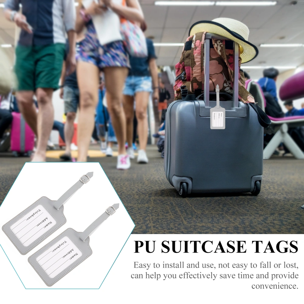 2 Pcs  Luggage Tags PU Suitcase Labels Baggage Boarding Tags Label Suitcase Tags