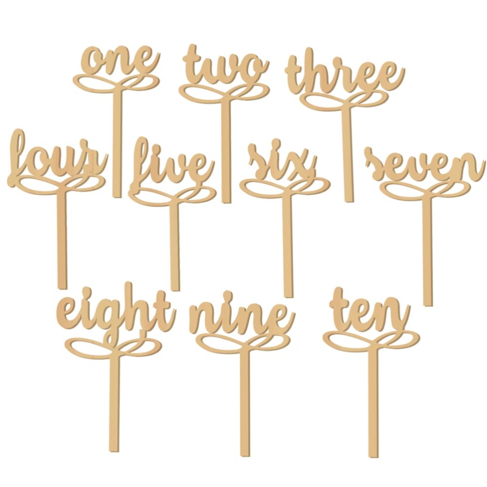 10pcs 1-10 Wooden Table Numbers on Sticks for Wedding or Home Decoration Small Size (Wood Color)