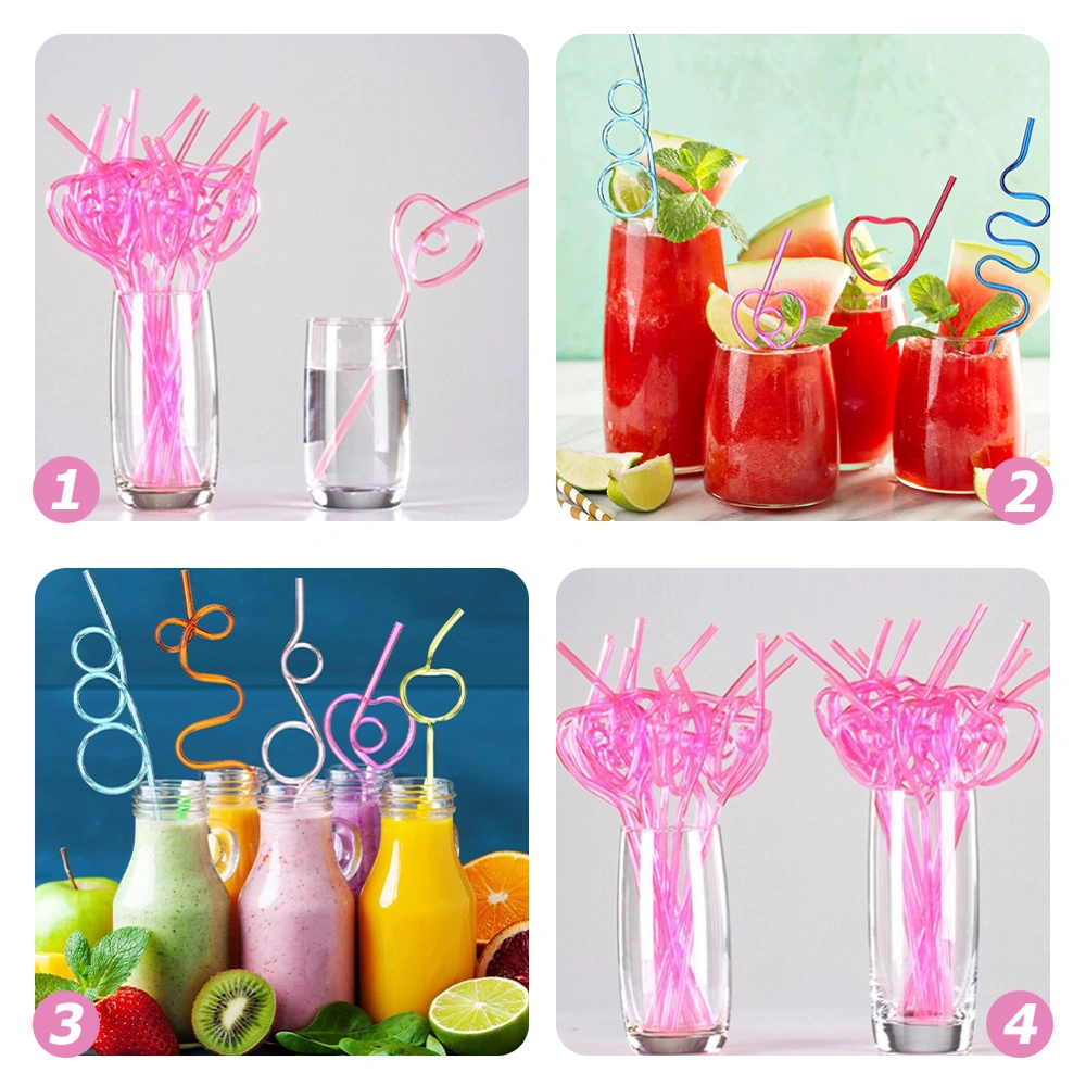 20Pcs Novelty Creative Shape Straws Plastic Straws Creative Drinking Straws Random Color