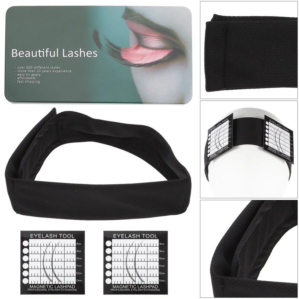 1 Set Eyelash Extension Headscarf Headband Magnetic Eyelash Holder Pad