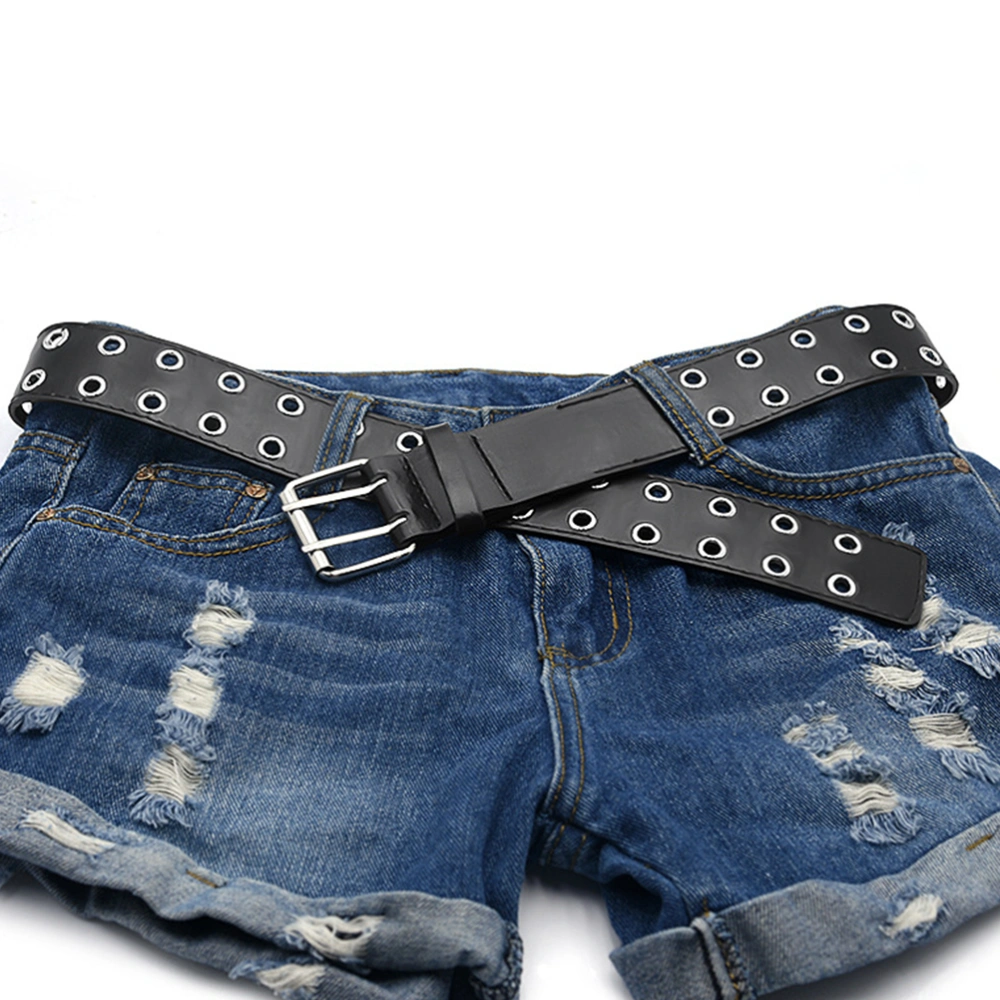 1Pc Punk Belt Male Leisure Waistband All Matching Belts Alloy Buckle Belt(Black)