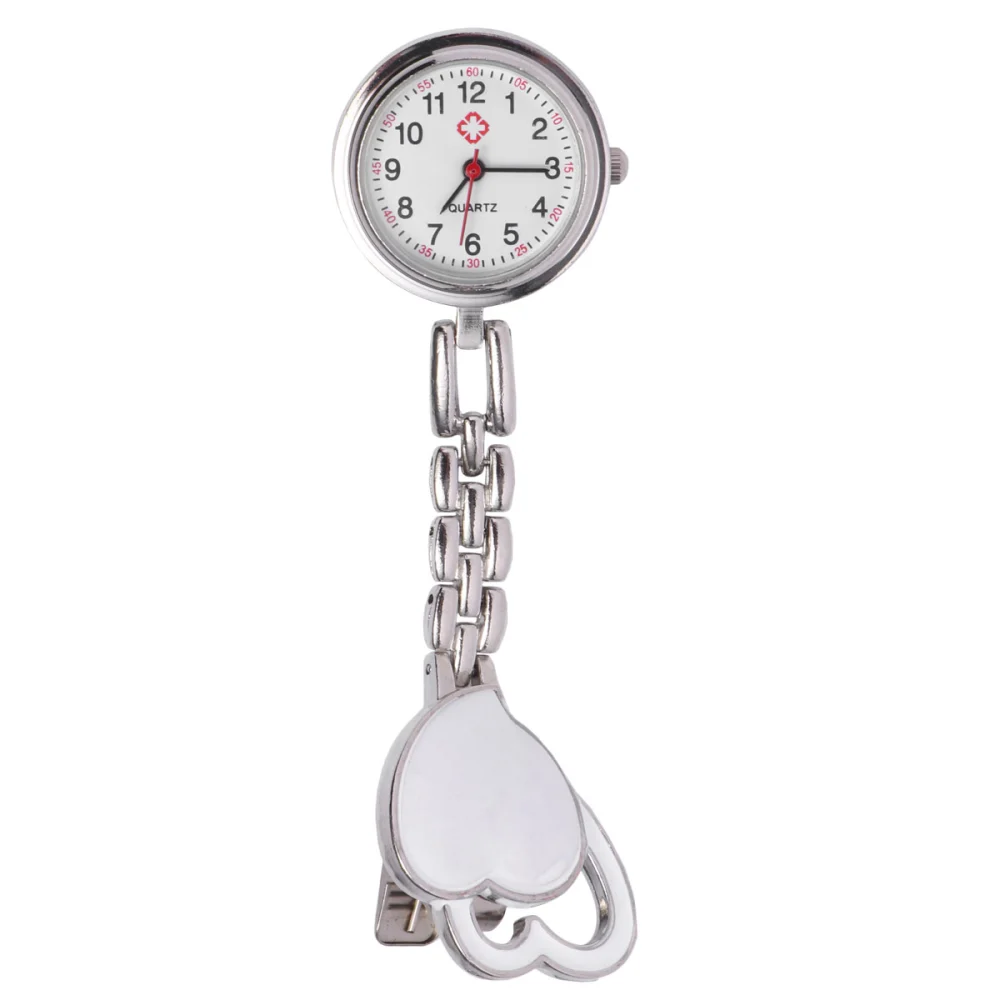 Heart Shaped Watch Waterproof Pocket Watch Fashion Creative Hanging Watch for Decor Use (White)