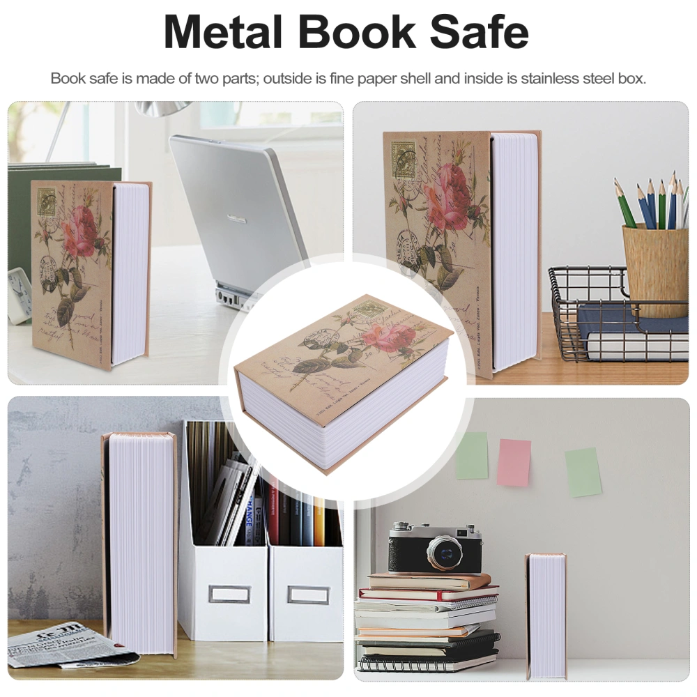 1 Pc Simulation Book Lock Box Metal Security Safe Box Key Type Rose Safe Box