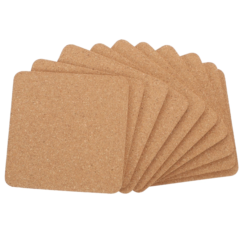 10pcs Square Shape Cork Coasters Cup Mats Cup Pads for Home (Assorted Color)