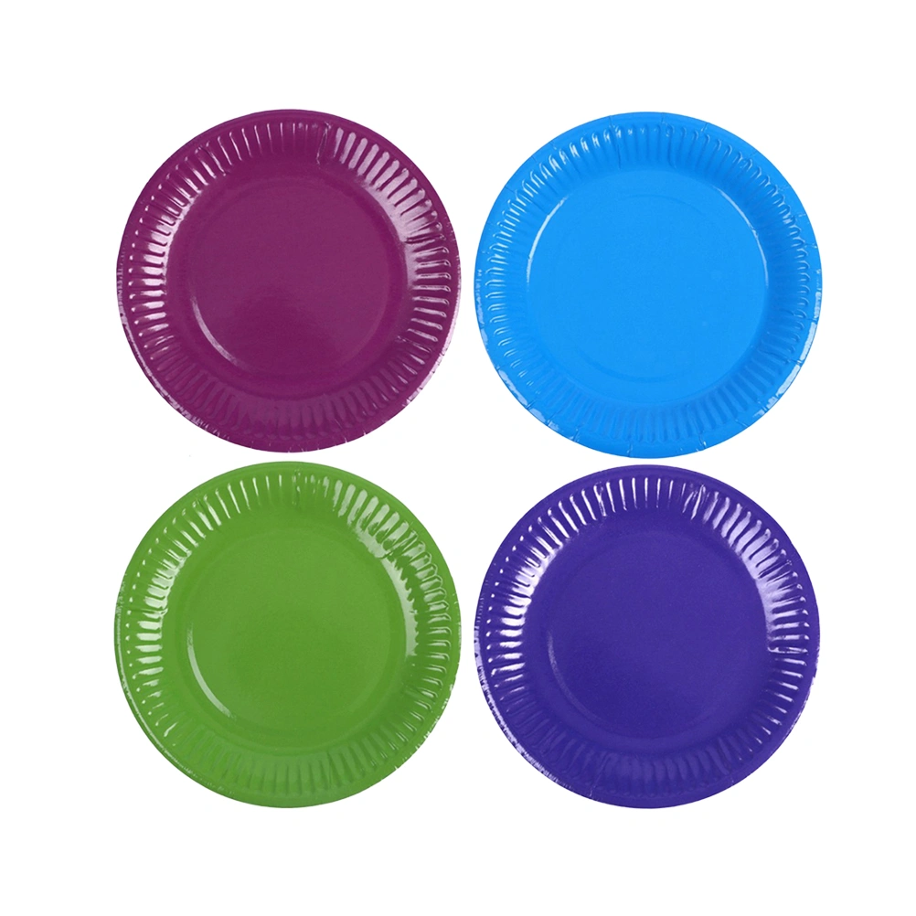 40Pcs 6 Inch Dot Colorful Disposable Paper Dinner Plates Birthday Party Supplies (Purple + Deep Purple + Light Green + Sky Blue)