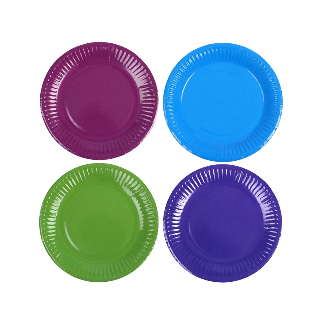 40Pcs 6 Inch Dot Colorful Disposable Paper Dinner Plates Birthday Party Supplies (Purple + Deep Purple + Light Green + Sky Blue)