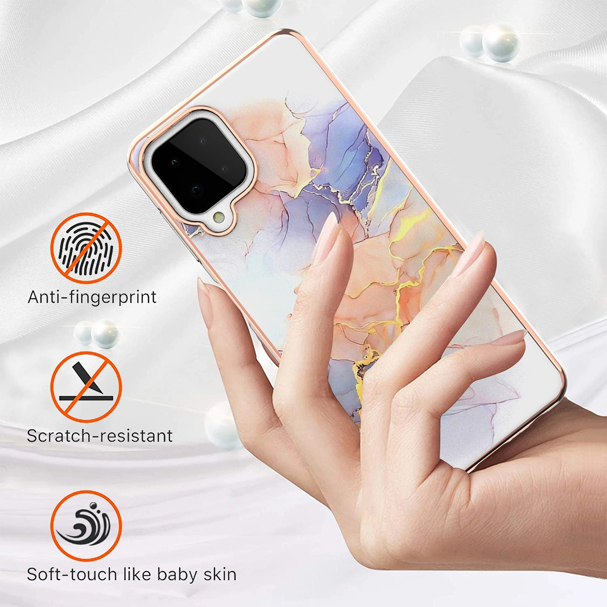 Luxury Pattern Phone Case Scratch-resistant Phone Cover Compatible with  A22 4G