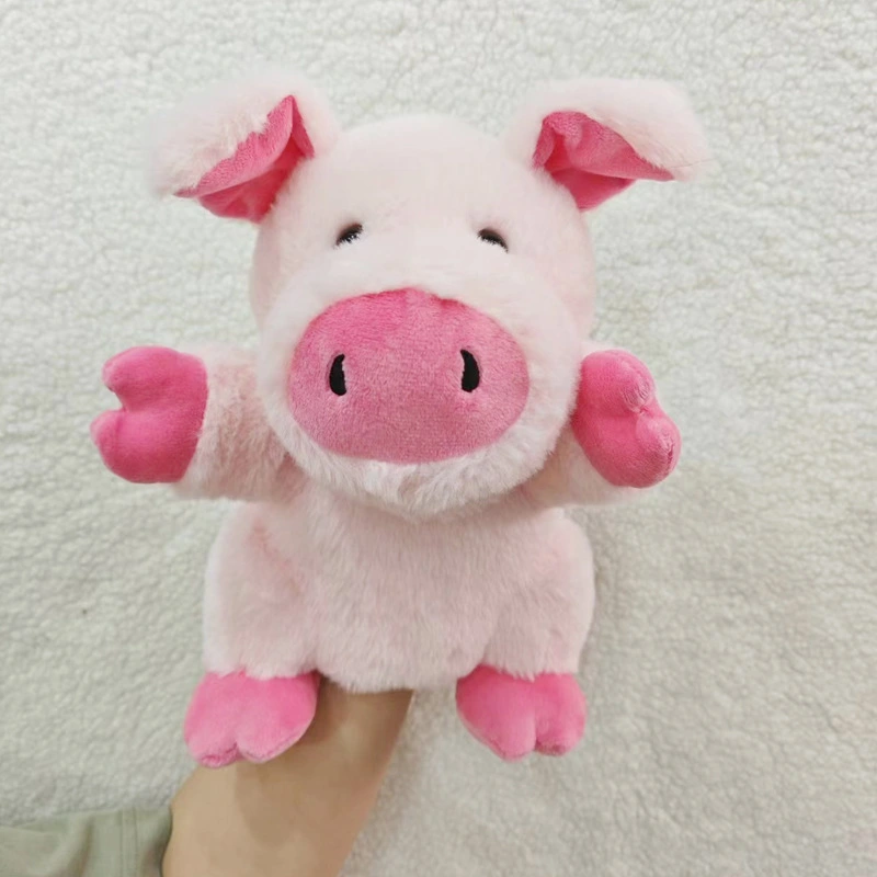 Movable Mouth Hand Puppet Interactive Storytelling Toy Pig Shaped Hand Puppet Animal Plush Toy