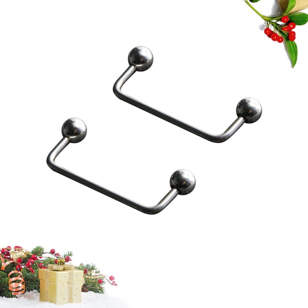 2pcs Punk Style Body Jewelry Piercing Bar Stainless Steel Collarbone Body Piercing Ring Studs (Silver, Sphere Shape Style)