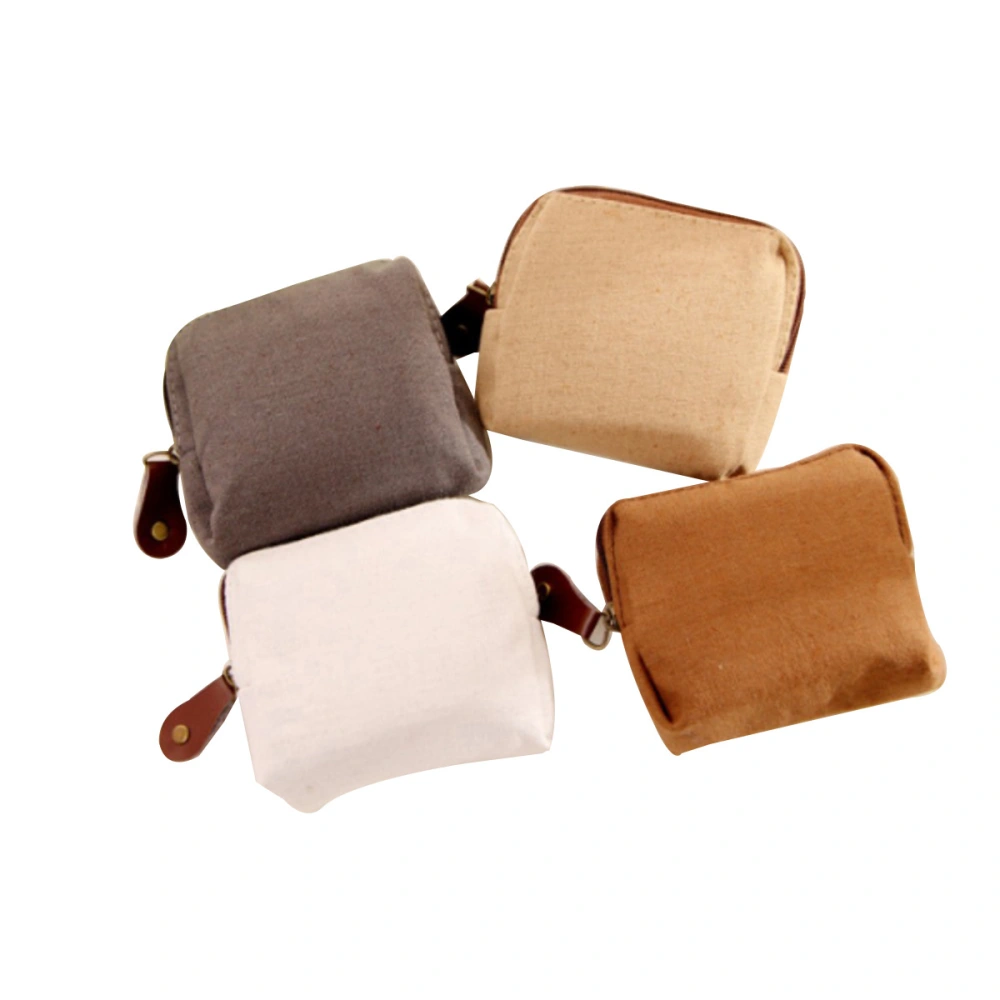 4pcs Women's Vintage Wind Canvas Coin Purse Coin Purse Portable Coin Bag Fashion Mini Wallet for Women Girls