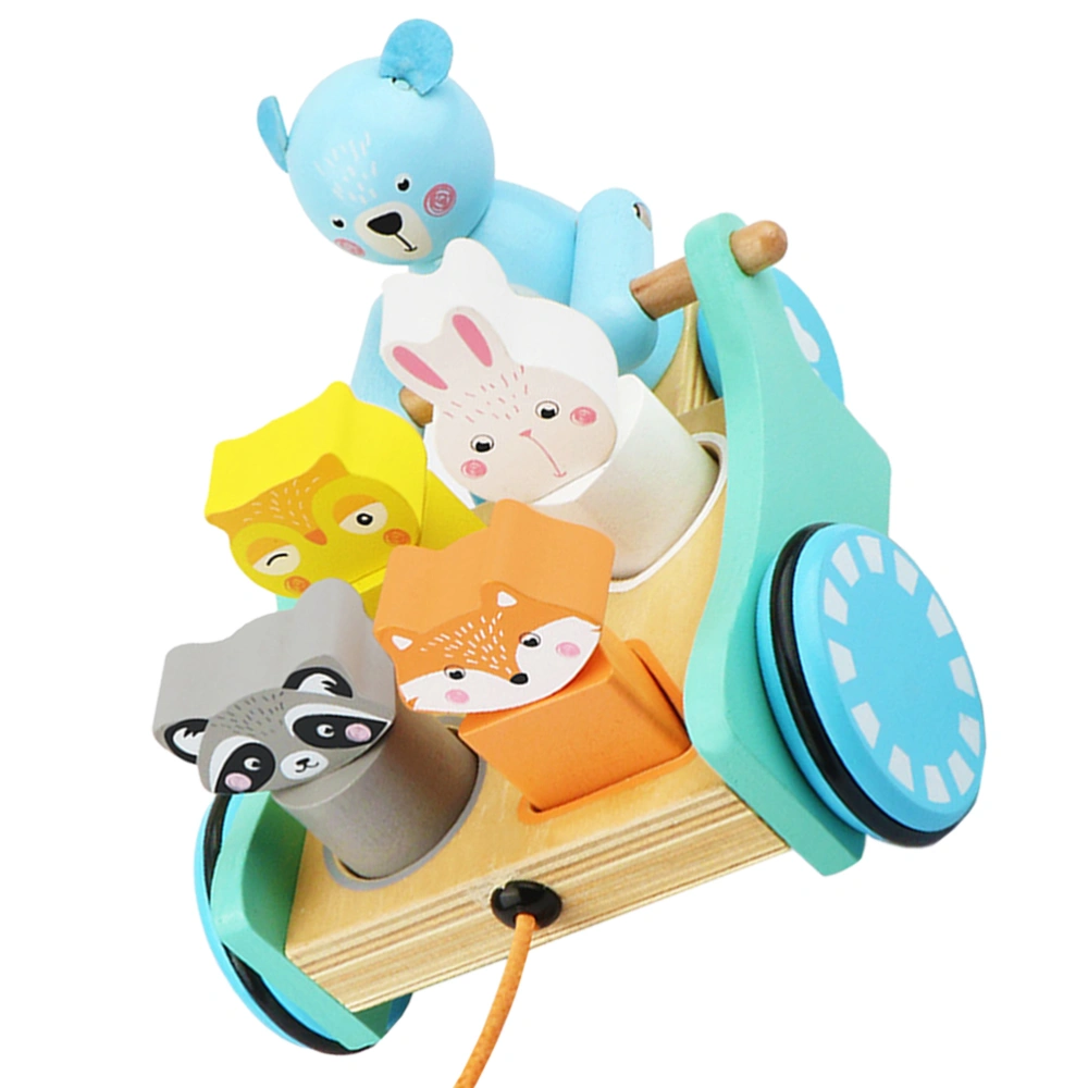 1 Set of Kids Educational Cart Toy Lovely Animal Cart Toy Towing Vehicle Toy