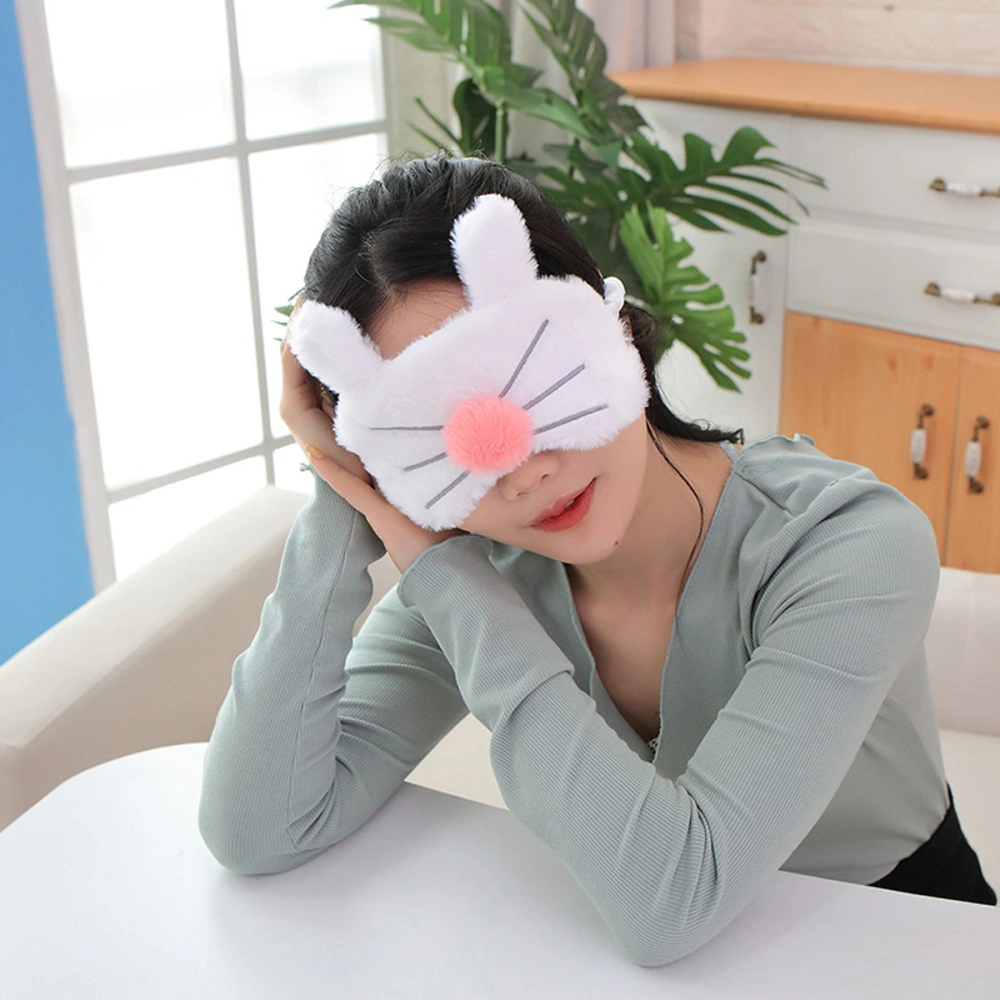 1Pc Lovely Cat Pattern Eye Masks Sleep Eyeshade Lightweight Comfortable Night Blindfold Without Ice Bag(White)