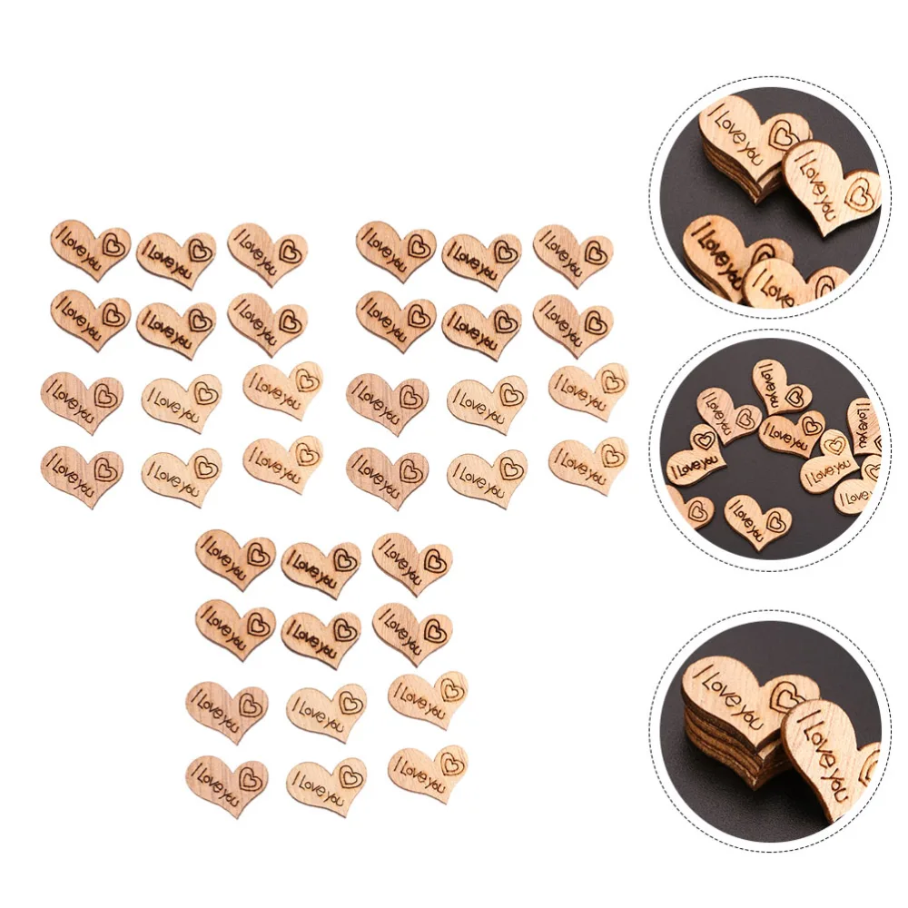 200pcs Wood Heart Cutouts Wood Heart Slices Embellishments Ornaments DIY Crafts Making