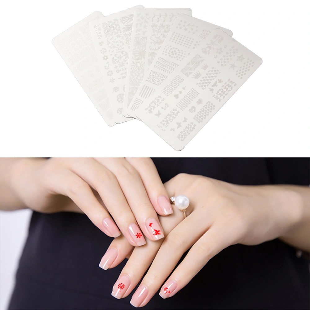 5pcs Nail Stamping Plates Template Nail Art DIY Printing Stamping Stencils Sets