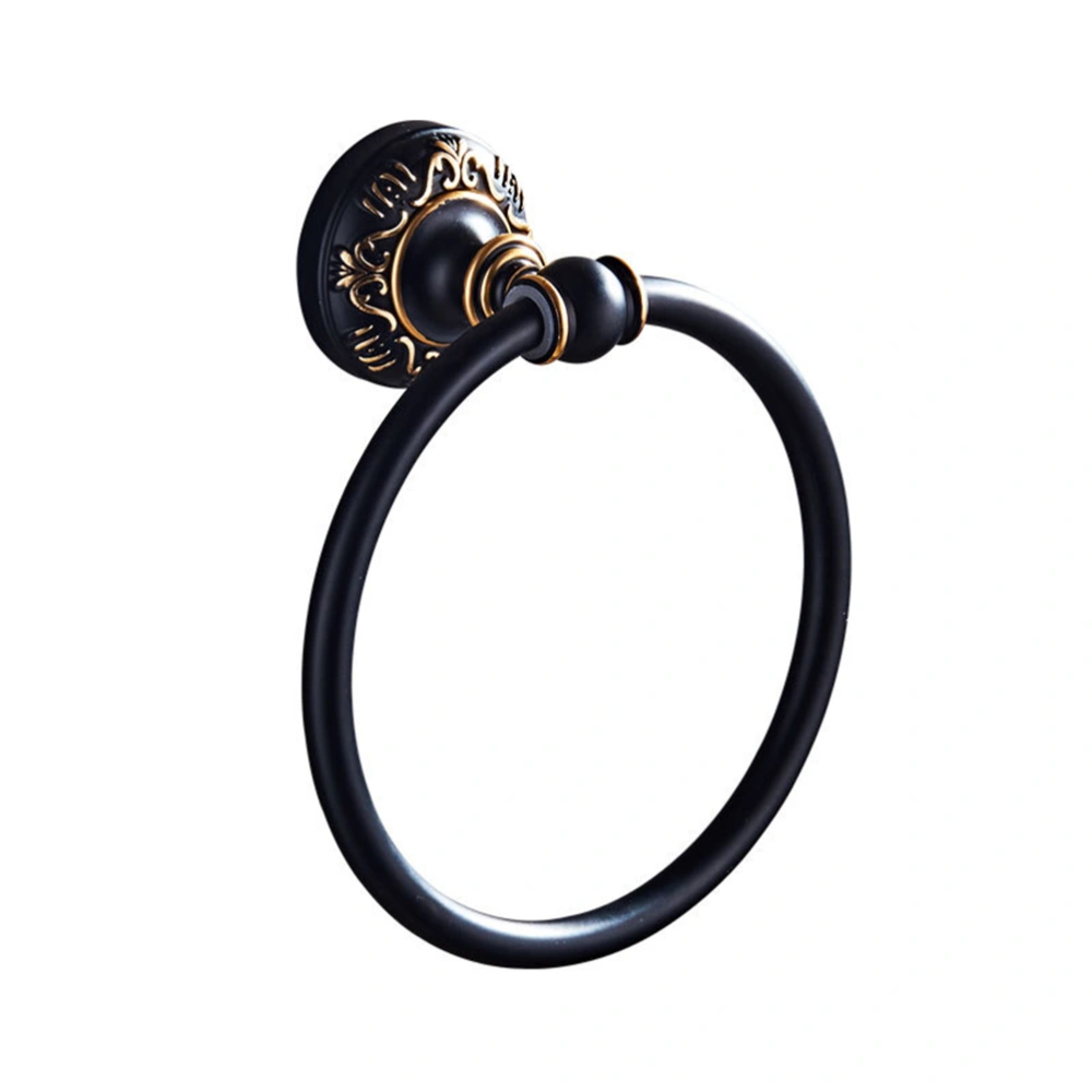 Black Antique Bathroom Towel Ring Towel Rack Round Wall Mount Towel Ring American Space Aluminum Bathroom Towel Ring Shelf